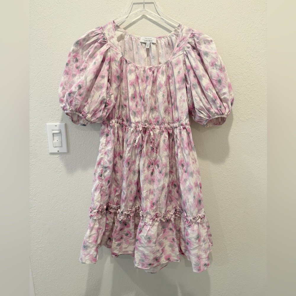 & OTHER STORIES Tiered‎ Puff Sleeve Mini Dress Lavender Floral XS - Picture 3 of 8